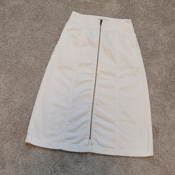 Madewell Rigid Denim Zip Midi Skirt in Tile White Size 25 - Picture 5 of 8